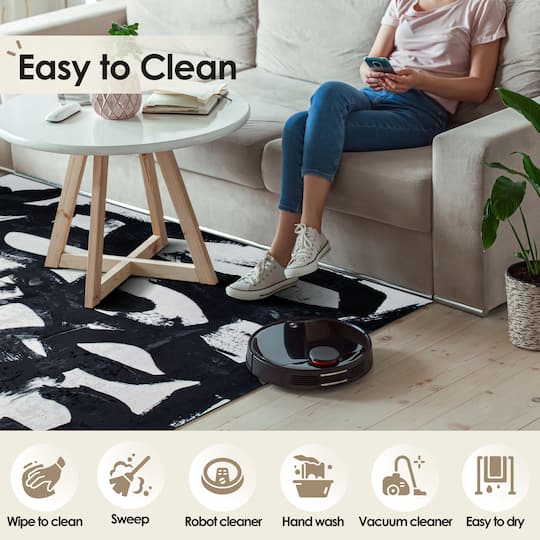 Empire Art Direct 5ft. x 7.5ft. Eleanora painterly florals I Tapis D’Art Washable Area Rug